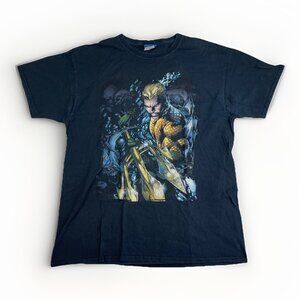 Y2K 2014 Official Aquaman DC Comics Cartoon Movie T-Shirt Size L Goth